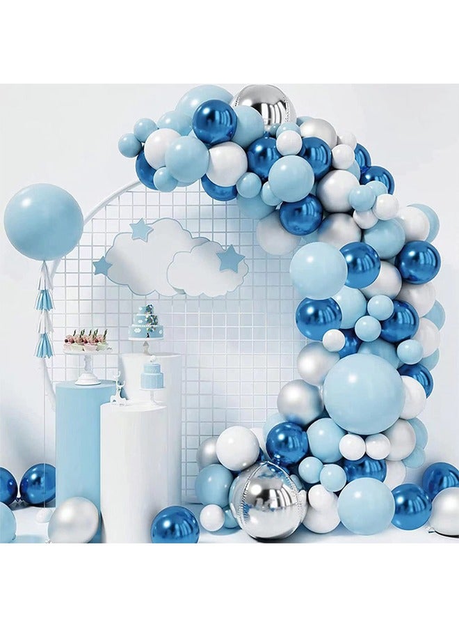 Zeemey 110-pcs Blue White Latex Decorative Balloon Arch Garland Set - Perfect for Graduation Baby Shower Wedding Birthday Bachelorette Party Backdrop Decoration - Suitable for Indoor and Outdoor - Image 3