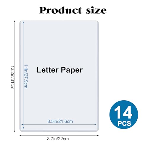 FMOACEN 8.5" x 11" Hard Plastic Sheet Protectors, Rigid Clear Waterproof Protectors, Paper Sleeves Photo Plastic Sleeves (14 Pack) - Image 2