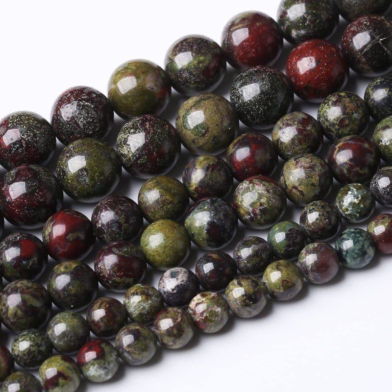 36PCS 10MM Natural Dragon Blood Stone Beads Round Loose Stone Beads for Jewelry Making DIY Energy Stone Healing Power Bracelet 15