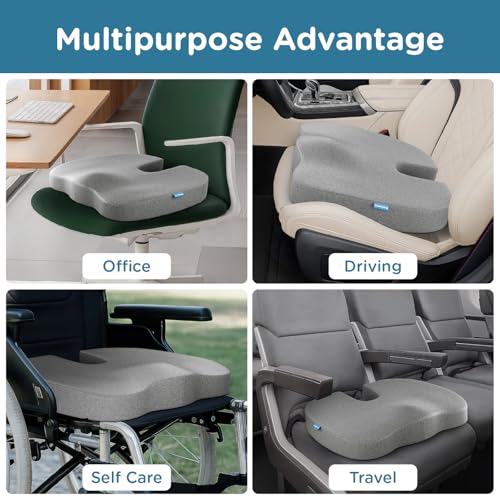 ComfyHug Memory Foam Coccyx Seat Cushion – Orthopedic Chair Pad for Tailbone, Sciatica & Back Pain Relief | Ideal for Office Chairs, Car Seats & Home Use | Washable Cover (18 x 14 x 2.5 Inch) - Image 5