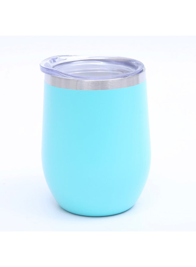 Europe And The United States 304 Stainless Steel Vacuum Eggshell Champagne Cup 12oz Spray Plastic Egg Red Wine Glass Laser Logo