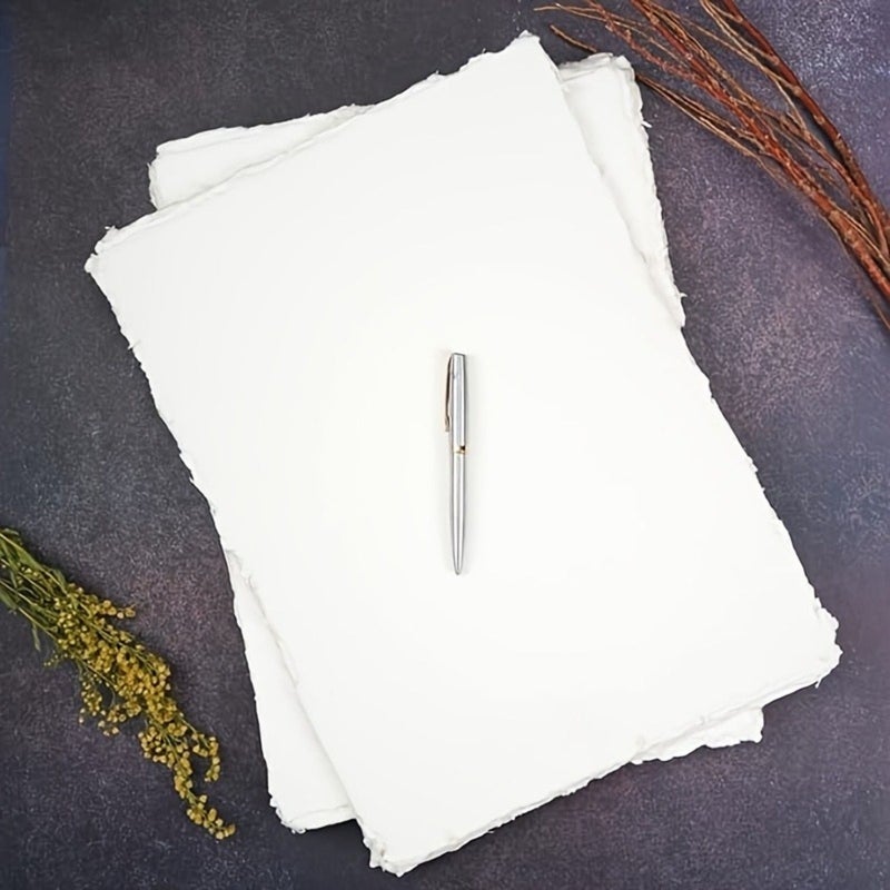 10 Handmade Textured Watercolor Paper Sheets 11.22 x 7.68 Inches Heavyweight 300gsm Deckle Edge for Painting Sketching Scrapbooking Wedding Decorations Artists Beginners College Students Hobbyists - Image 3
