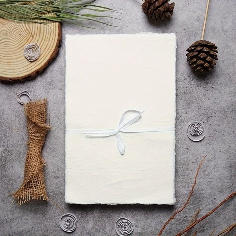 10 Handmade Textured Watercolor Paper Sheets 11.22 x 7.68 Inches Heavyweight 300gsm Deckle Edge for Painting Sketching Scrapbooking Wedding Decorations Artists Beginners College Students Hobbyists - Image 2