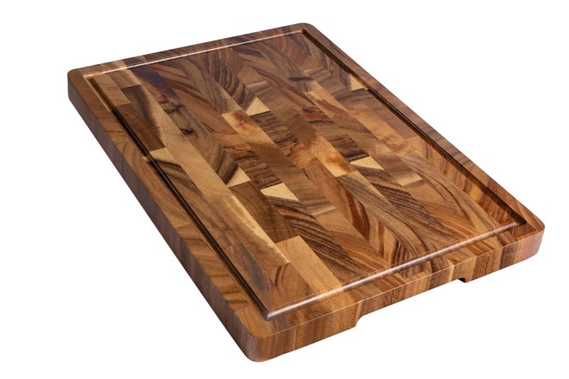 THETCHRY Walnut Wood Cutting Board for Kitchen, End Grain Chopping Board with Juice Groove, Heavy Duty Checkered Board for Cheese and Vegetables, Non-slip Feet 16.5" x 11.6" x 0.8" - Image 1