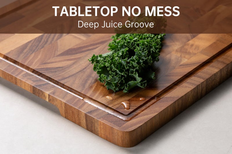 THETCHRY Walnut Wood Cutting Board for Kitchen, End Grain Chopping Board with Juice Groove, Heavy Duty Checkered Board for Cheese and Vegetables, Non-slip Feet 16.5" x 11.6" x 0.8" - Image 2