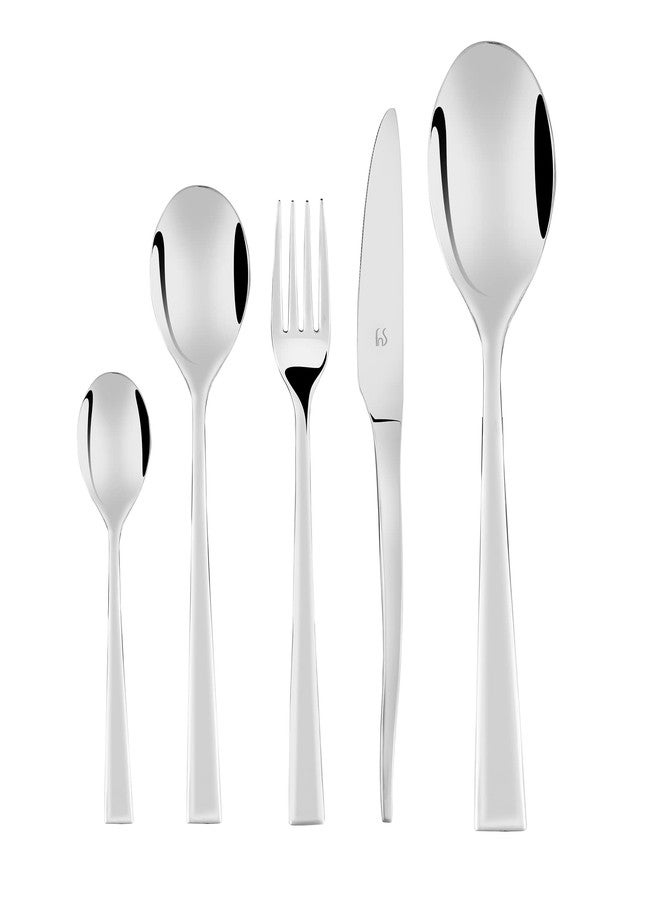 FnS - Stainless Steel, Slim Line Style - Cutlery Set, 26 Pieces, Silver Color with Leatherette Box – Includes Dinner Spoons, Forks, Teaspoons, Knives and Serving Spoons for Table Kitchen Use - Image 3