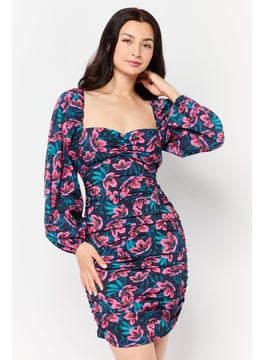 trendyol Women Floral Print Mini Dress, Multicolor  - Image 1