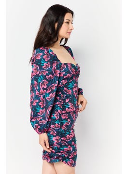 trendyol Women Floral Print Mini Dress, Multicolor  - Image 3