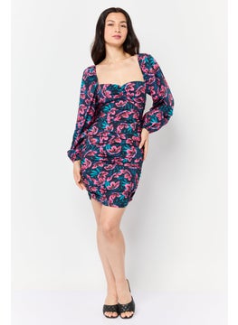 trendyol Women Floral Print Mini Dress, Multicolor  - Image 2