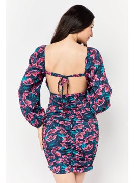trendyol Women Floral Print Mini Dress, Multicolor  - Image 4