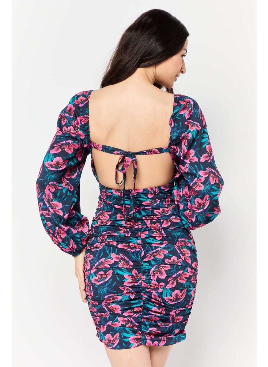 trendyol Women Floral Print Mini Dress, Multicolor  - Image 4