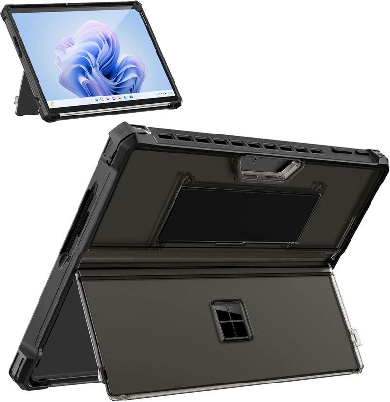 MoKo Case for Microsoft Surface Pro 11, Surface Pro 10, Surface Pro 9 13 Inch, All-in-One Rugged Cover with Kickstand Protective Case, Compatible with Type Cover Keyboard, Translucent Black - Image 1
