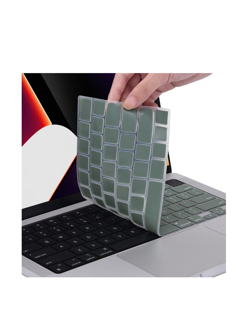 Generic Keyboard Cover Skin Compatible with MacBook Air 15 M4 A3241/M3 A3114 /M2 A2941/Air 13.6 M4 A3240/M3 A3113 /M2 A2681/Pro 14 M4 M3 M2 M1 A3112 A3401 A3185 A2918 A2992 A2779 A2442/Pro 16 M4 M3 M2 M1 A3403 A3186 A2991 A2780 A2485, Midnight Green  - Image 1