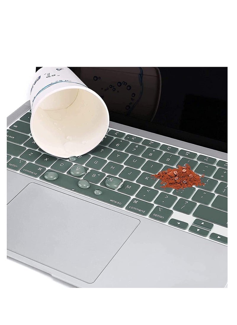 Generic Keyboard Cover Skin Compatible with MacBook Air 15 M4 A3241/M3 A3114 /M2 A2941/Air 13.6 M4 A3240/M3 A3113 /M2 A2681/Pro 14 M4 M3 M2 M1 A3112 A3401 A3185 A2918 A2992 A2779 A2442/Pro 16 M4 M3 M2 M1 A3403 A3186 A2991 A2780 A2485, Midnight Green  - Image 3