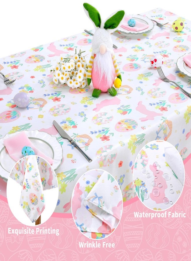 SoarDream Easter Tablecloth-Spring Tablecloths Rectangular 57x84 Inch, Easter Bunny Flower Tablecloth Rectangle Waterproof Table Cover for Holiday Dinner Picnic Home Party Decor - Image 3