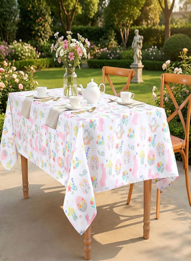 SoarDream Easter Tablecloth-Spring Tablecloths Rectangular 57x84 Inch, Easter Bunny Flower Tablecloth Rectangle Waterproof Table Cover for Holiday Dinner Picnic Home Party Decor - Image 4