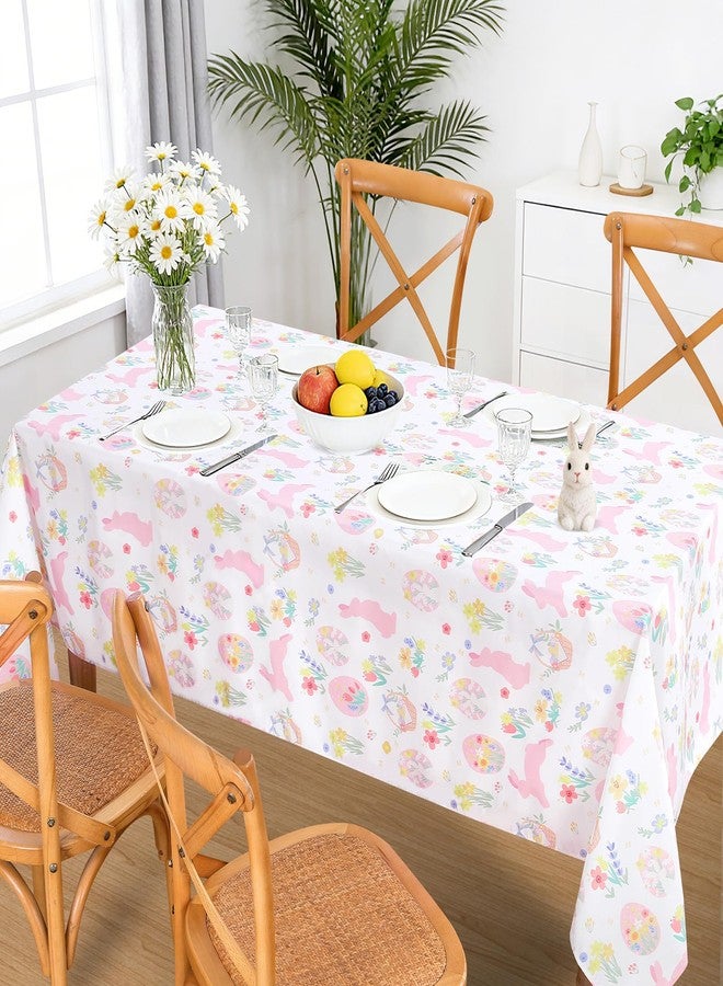 SoarDream Easter Tablecloth-Spring Tablecloths Rectangular 57x84 Inch, Easter Bunny Flower Tablecloth Rectangle Waterproof Table Cover for Holiday Dinner Picnic Home Party Decor - Image 2