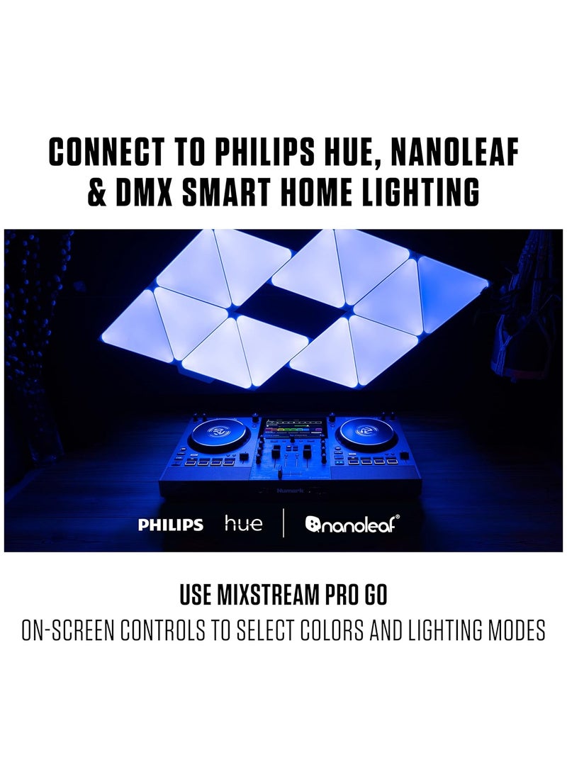 Numark - Numark Mixstream Pro Go - Standalone DJ Controller with Battery, DJ Mixer, Speakers, WiFi, Touchscreen, Works with Serato DJ - Image 1