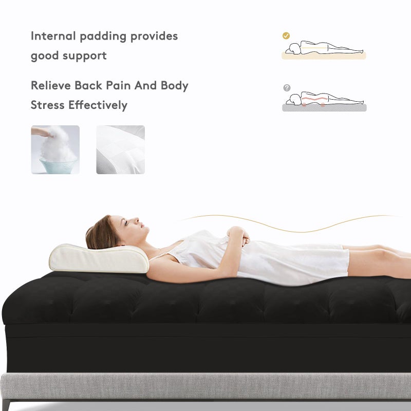 SameBed Mattress Topper King,Extra Thick Mattress Pad Cover for Back Pain,Cooling Mattress Protector with 8-21 Inch Deep Pocket,Overfilled Down Alternative Filling,Black - Image 5