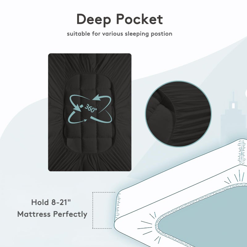 SameBed Mattress Topper King,Extra Thick Mattress Pad Cover for Back Pain,Cooling Mattress Protector with 8-21 Inch Deep Pocket,Overfilled Down Alternative Filling,Black - Image 3