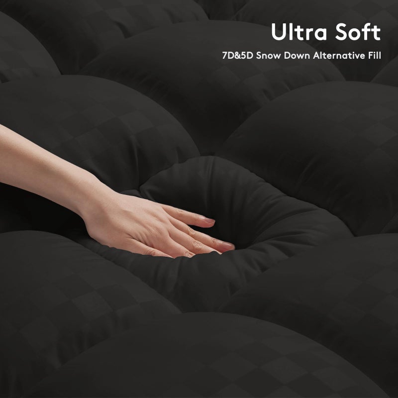 SameBed Mattress Topper King,Extra Thick Mattress Pad Cover for Back Pain,Cooling Mattress Protector with 8-21 Inch Deep Pocket,Overfilled Down Alternative Filling,Black - Image 4