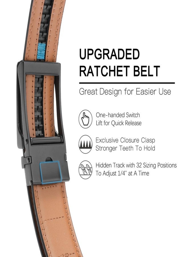 GAEKEAO Mens Belt Leather Micro-Adjust Buckle Ratchet Belts for Men Dress Casual to Formal Trim to Fit with Gift Box (35mm) - Image 3