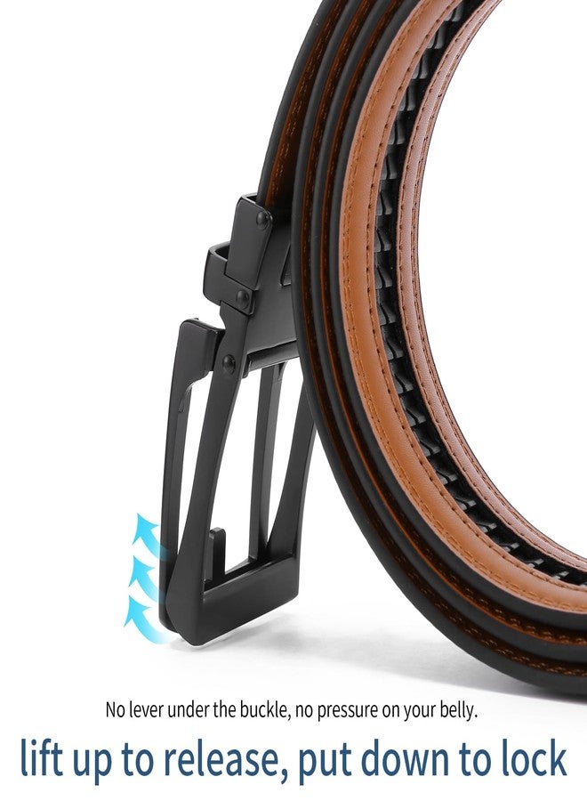 GAEKEAO Mens Belt Leather Micro-Adjust Buckle Ratchet Belts for Men Dress Casual to Formal Trim to Fit with Gift Box (35mm) - Image 4