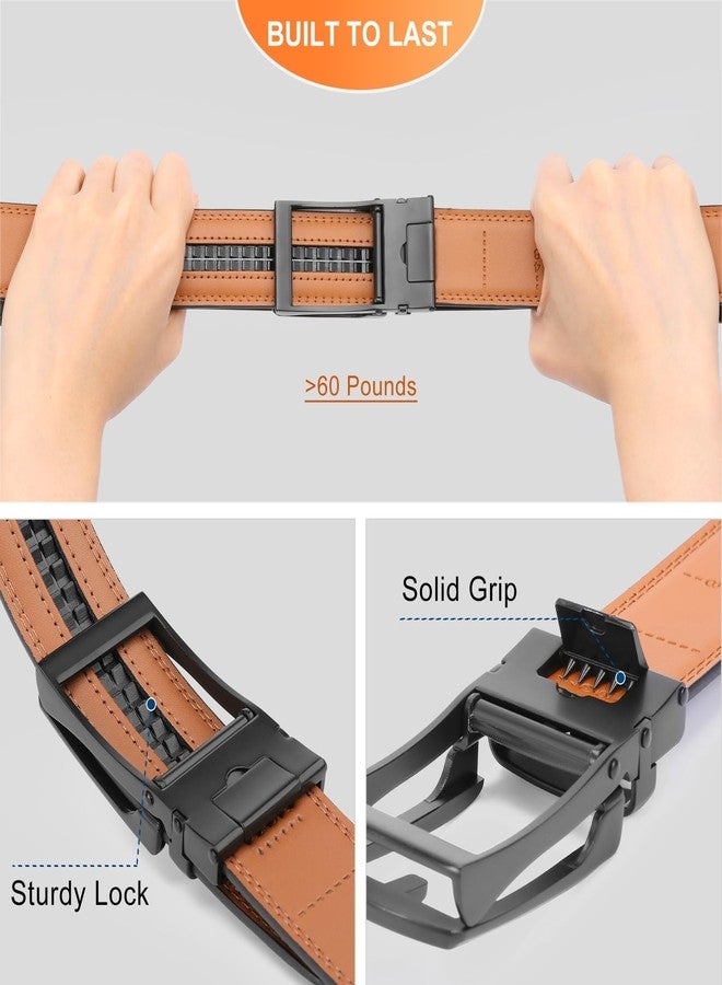 GAEKEAO Mens Belt Leather Micro-Adjust Buckle Ratchet Belts for Men Dress Casual to Formal Trim to Fit with Gift Box (35mm) - Image 2