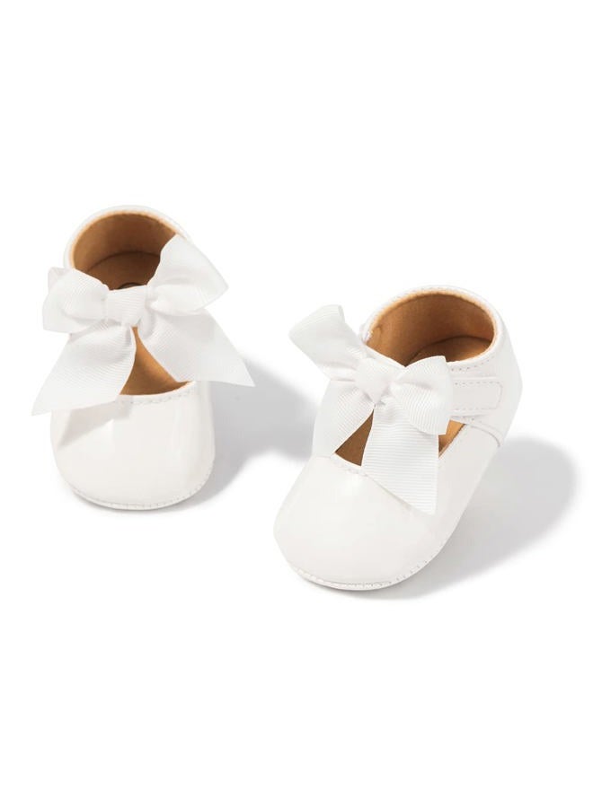 ohsofy Infant Baby Girls Mary Jane Flats Rubber Sole Non-Slip Bowknot Princess Wedding Dress Shoes Toddler Crib Shoes - Image 1