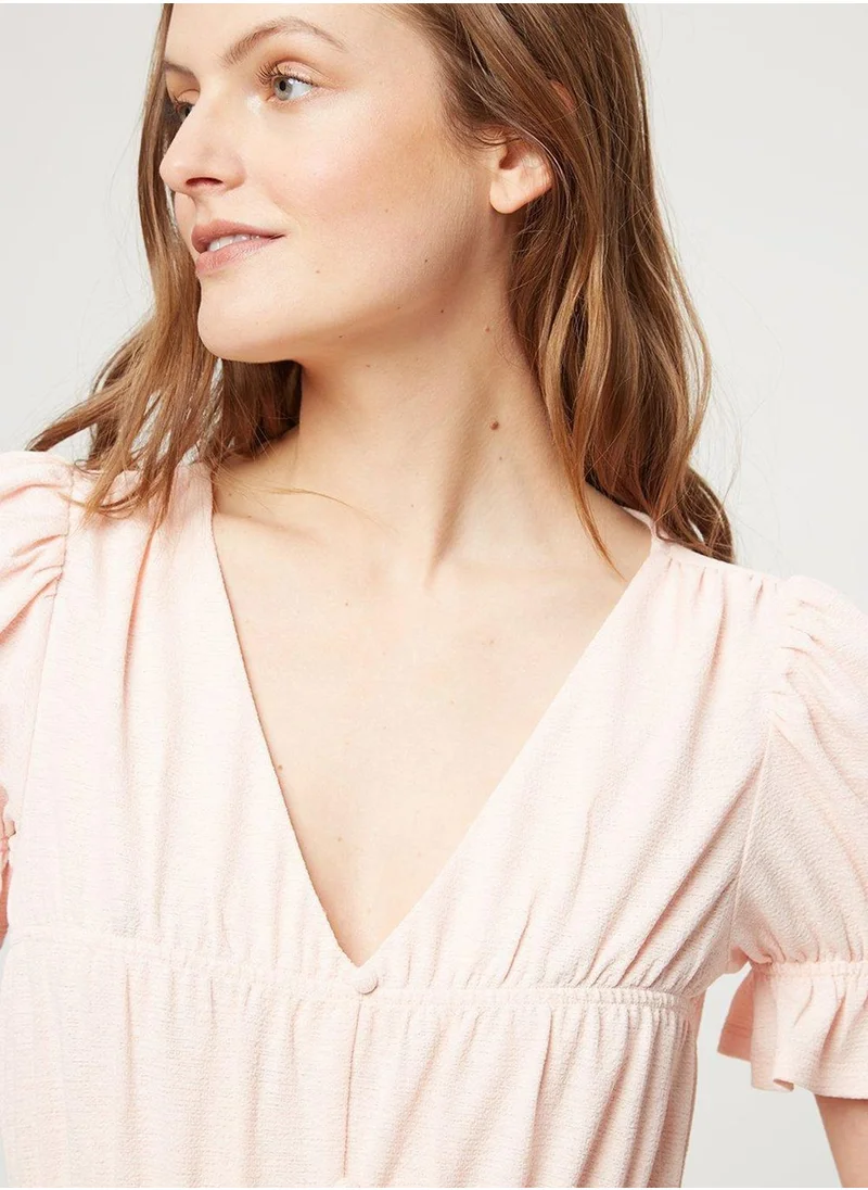 DOROTHY PERKINS Puff Sleeve Ruffle Hem Top