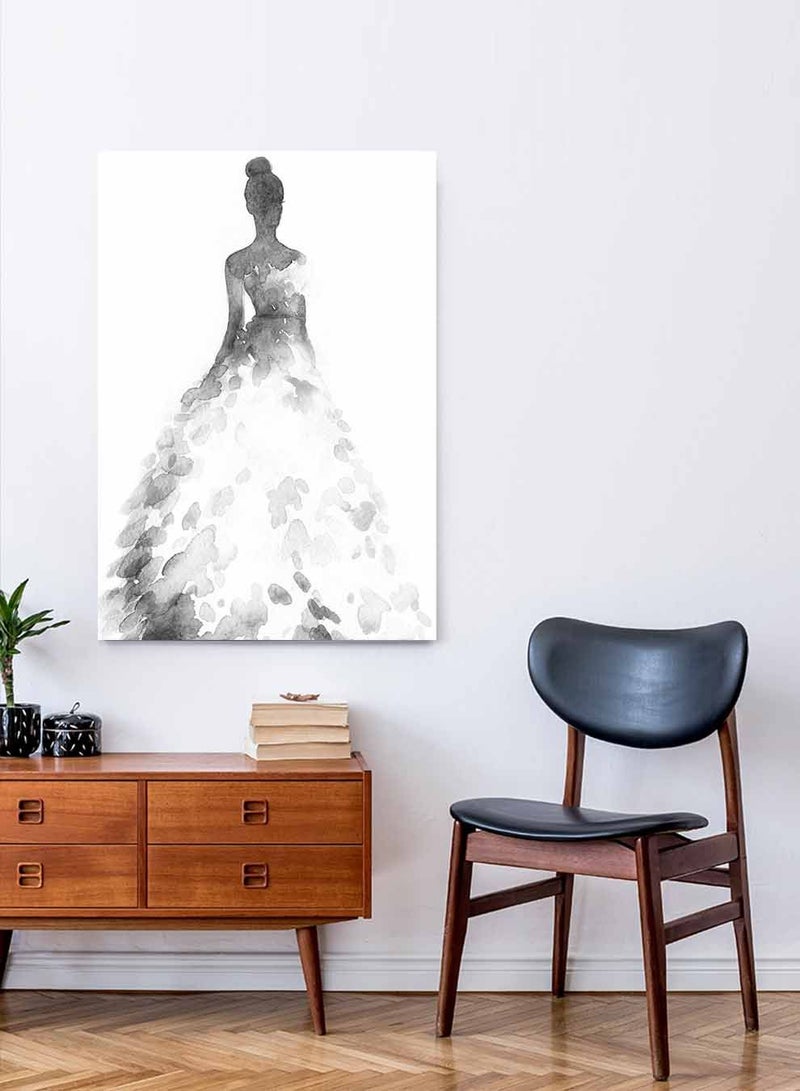 LOWHA Framed Canvas Wall Art Stretched Over Wooden Frame, Woman In Floral Dress Painting, For Home, Living Room, Office Decor - Image 3
