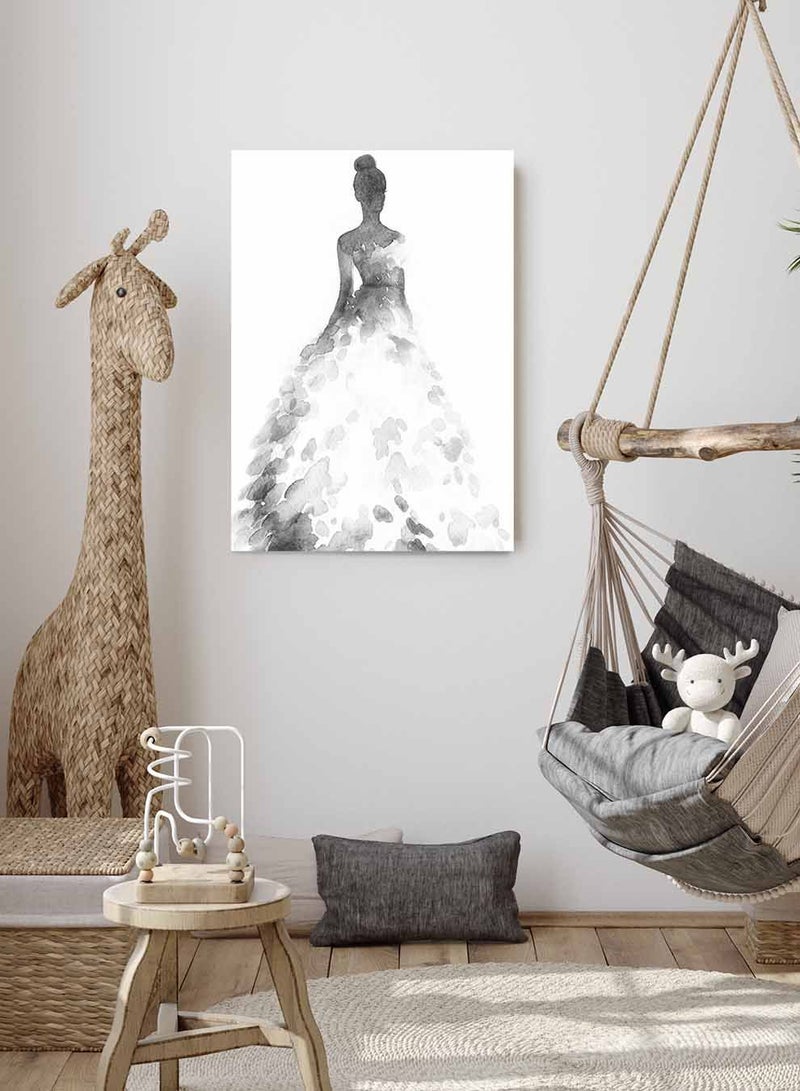 LOWHA Framed Canvas Wall Art Stretched Over Wooden Frame, Woman In Floral Dress Painting, For Home, Living Room, Office Decor - Image 4