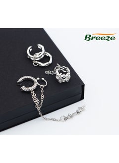 Breeze Set of 5 women's jewelry  C-Shaped Ear Cuff, silver personalized trendy and cool piercing-free earrings  - Image 4