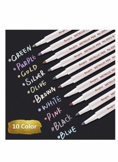 Y&D Metallic Marker Pens, 10 Colors Hard Fine Tip Markers for Black Paper, Card Making, Rock Painting, Scrapbooking Crafts, DIY Photo Album, Glass, Plastic, Wood, Stone  - Image 1