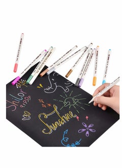Y&D Metallic Marker Pens, 10 Colors Hard Fine Tip Markers for Black Paper, Card Making, Rock Painting, Scrapbooking Crafts, DIY Photo Album, Glass, Plastic, Wood, Stone  - Image 2