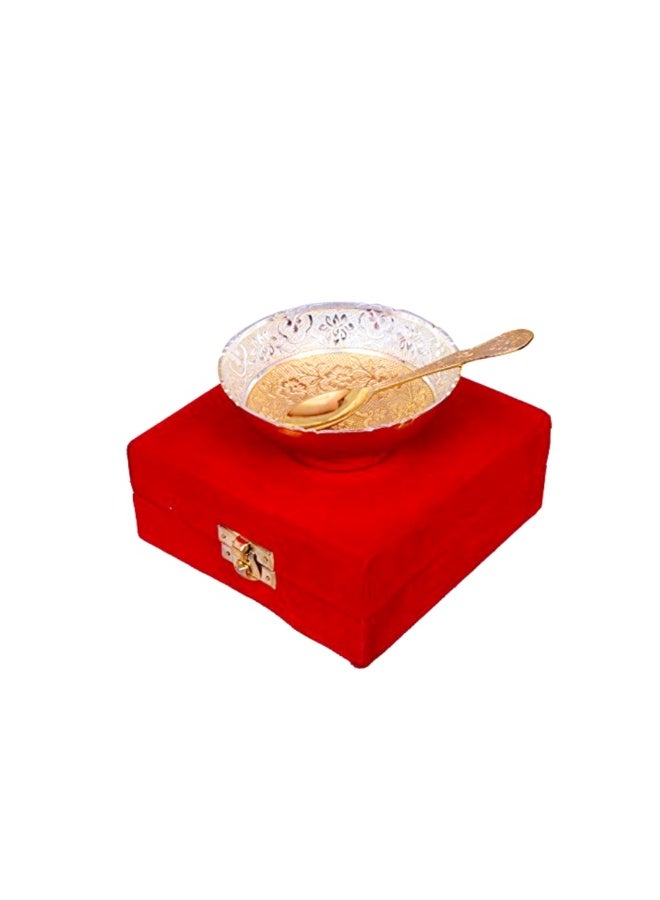 Gold, Silver Bowl Spoon Set Christmas Eid Wedding Home Decoration Friends Family Dessert Dry Fruits - Image 3