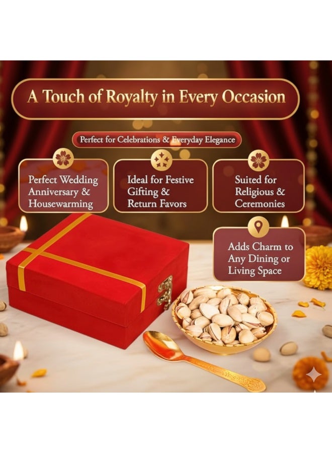 Gold, Silver Bowl Spoon Set Christmas Eid Wedding Home Decoration Friends Family Dessert Dry Fruits - Image 2