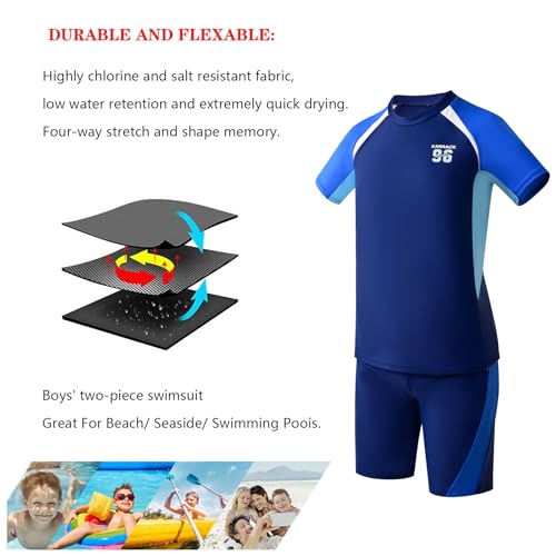 karrack Boys Two Piece Rash Guard Swimsuit Kid Water Sport Short Swimsuit UPF 50+ Sun Protection Bathing Suits - Image 4