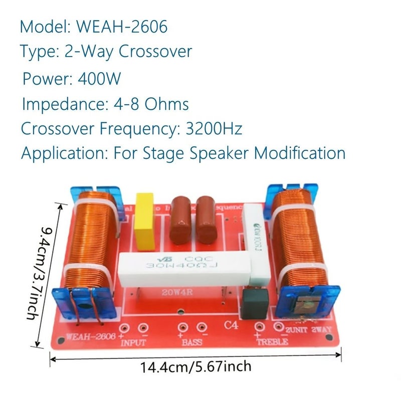 1 Pc 400W Professional Stage Speaker Crossover Two Way High Low Frequency Audio Modification Crossover Network - Image 2