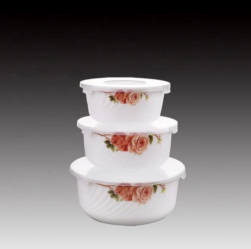 ConvertKitchen 3 Pcs Salad Bowls Round Storage Container Melamine with Clear Airtight Lids for Keep Fresh Small Mixing Serving Bowls Non Slip Round Multipurpose for Home Kitchen - Image 3