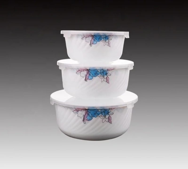 ConvertKitchen 3 Pcs Salad Bowls Round Storage Container Melamine with Clear Airtight Lids for Keep Fresh Small Mixing Serving Bowls Non Slip Round Multipurpose for Home Kitchen - Image 2