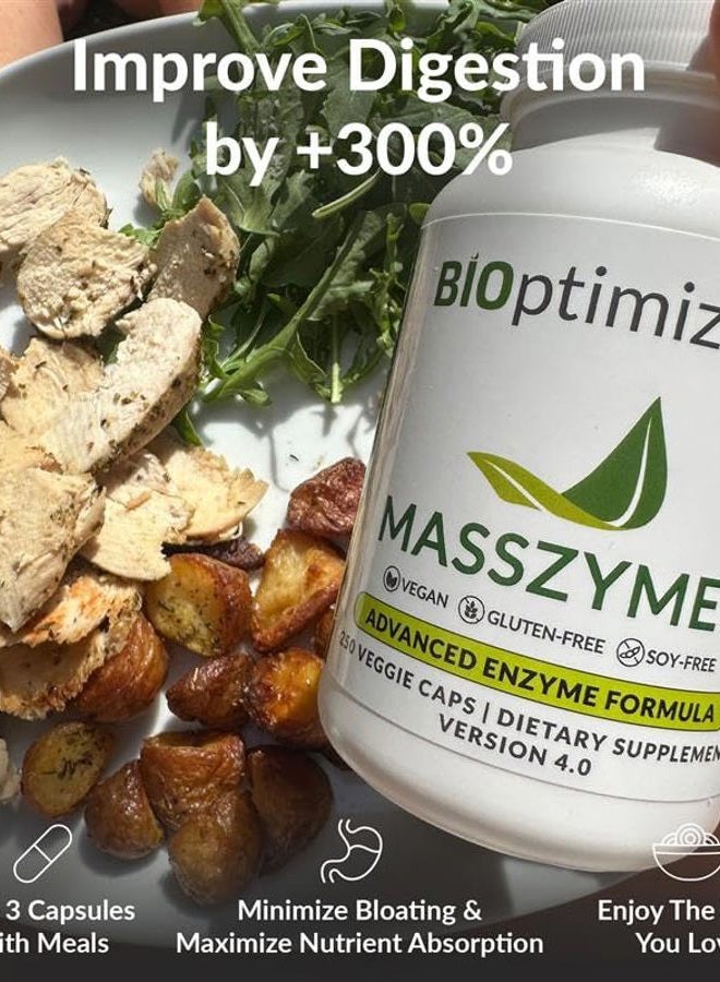 BiOptimizers MassZymes - Complete Digestive Enzymes Supplement for Gut Health - Bloating Relief for Men and Women - Lipase Amylase Bromelain Digestive Enzymes (120 Capsules) - Image 5
