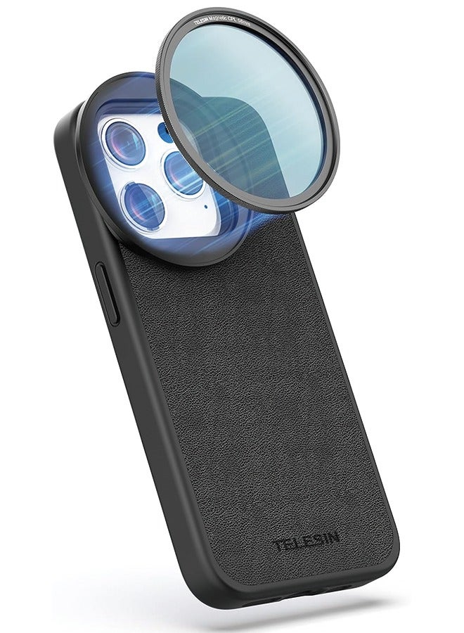 TELESIN Magnetic Circular Polarizers Filter, 58 MM Phone CPL Filter + Magnetic Phone Case for iPhone 15 Pro, Mutil Resistant Coated Super Slim CPL Lens Filtter with HD Optical Glass for iPhone  - Image 2