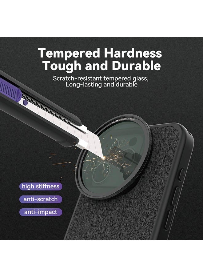 TELESIN Magnetic Circular Polarizers Filter, 58 MM Phone CPL Filter + Magnetic Phone Case for iPhone 15 Pro, Mutil Resistant Coated Super Slim CPL Lens Filtter with HD Optical Glass for iPhone  - Image 5