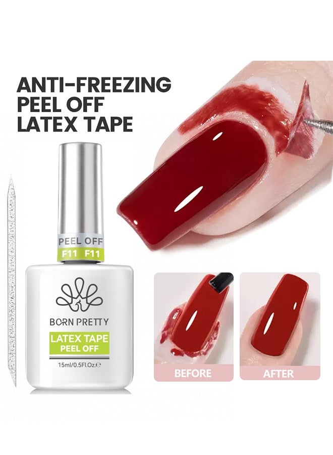 Born Pretty Functional Nail Gel, Latex Tape Peel Off,  Liquid Latex for Nails, Nail Peel Off Cuticle Guard for Nail Polish，with Plastic Nail Stick Nail Art Liquid Latex Tape Cuticle Protectors 15ml - Image 1