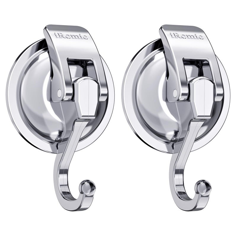 Heavy Duty Vacuum Suction Cup Hooks 2Pack Specialized for KitchenBathroomRestroom Organization by iRomic