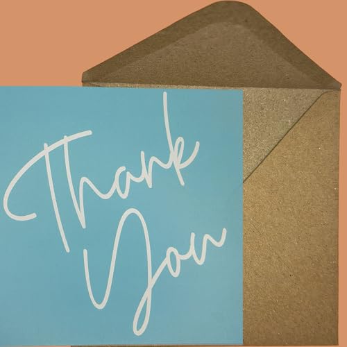 QualityVibe Thank You Cards with Envelopes, 4 x 4 inches square, 25 Cards Printed On Both Sides. Thank you & Beyond Grateful. Small Appreciation Notes. (baby blue) - Image 2