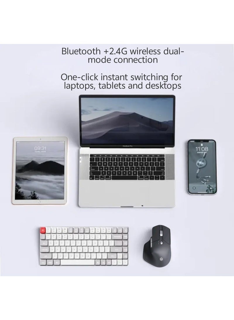 M3 Elite Upgraded ergonomic mouse, wireless Bluetooth, office light sound button charging, compatible with Apple Mac, Huawei Matebook laptops, Inkstone Black - Image 2