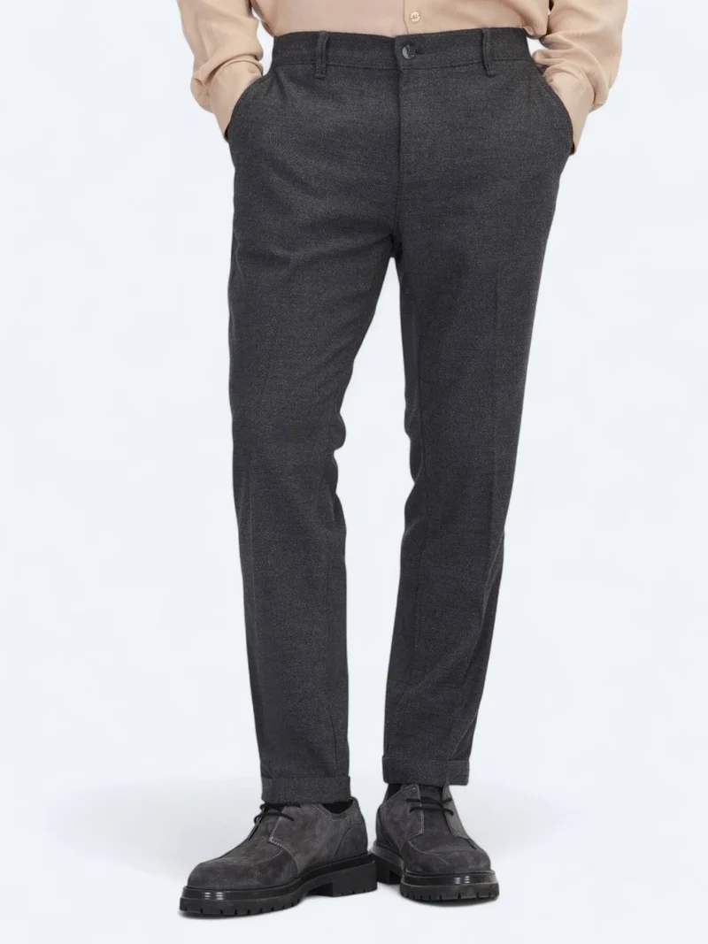 Kip Hard Coal Weaving Jogging Fit Casual Wool Blended Trousers