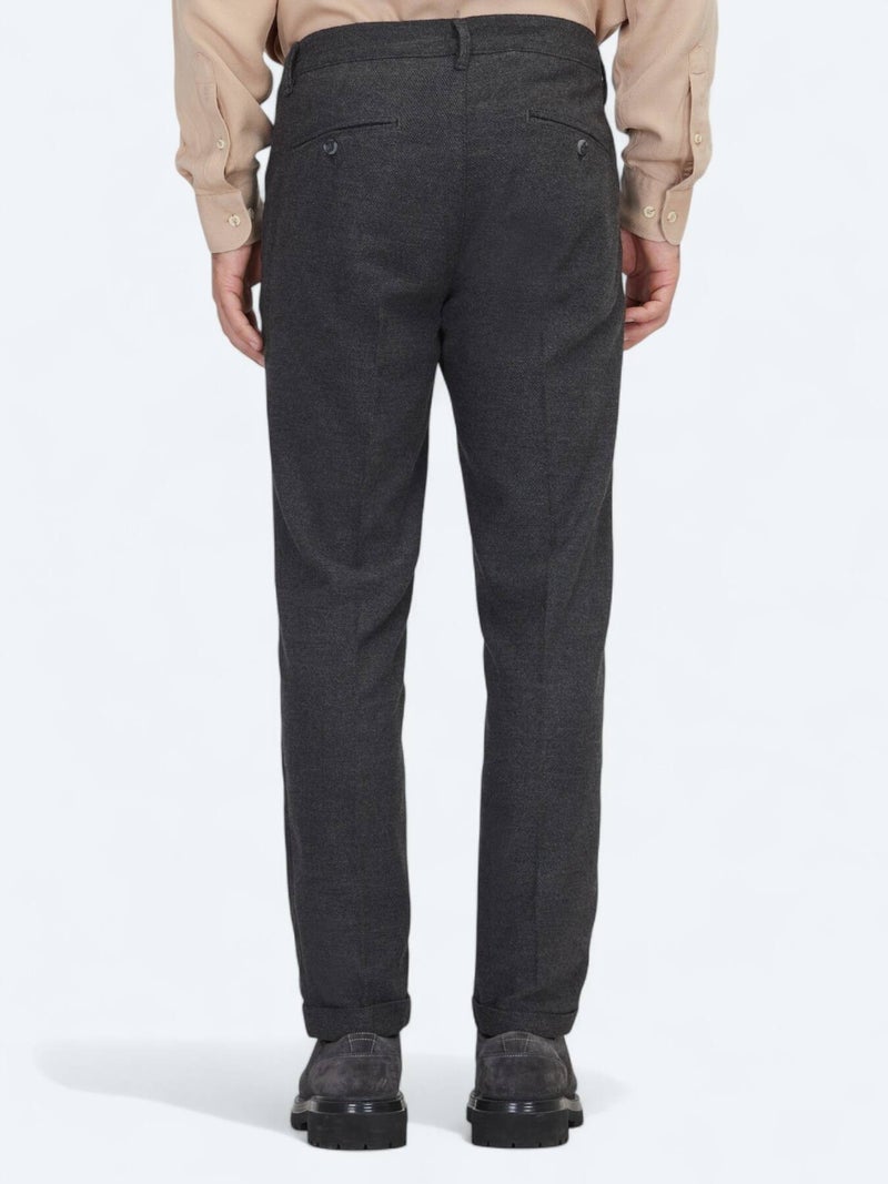 Kip Hard Coal Weaving Jogging Fit Casual Wool Blended Trousers - Image 4